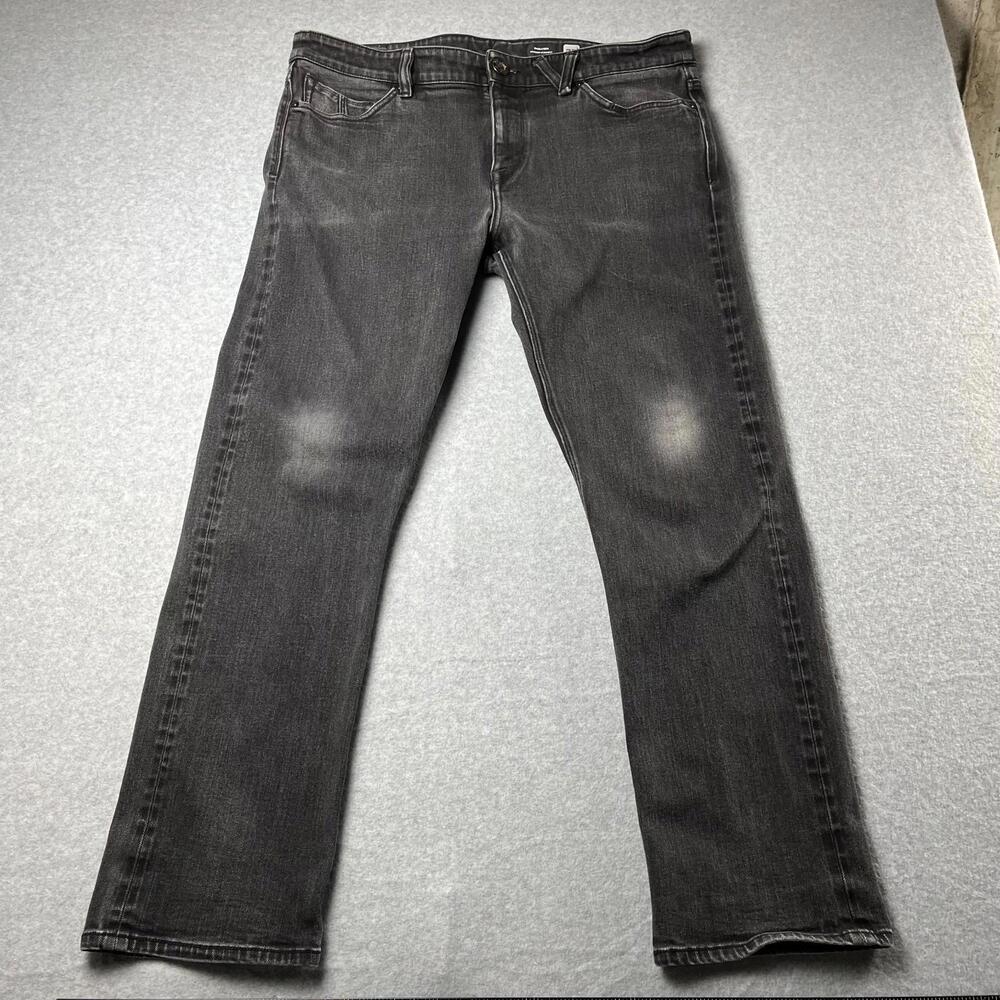 Volcom Jeans Solver Modern Straight Fit Mens 38 Faded Black Denim
